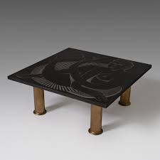 5 out of 5 stars. Artistic Engraved Black Granite Gild Coffee Table By Guy De Jong 1989 141782