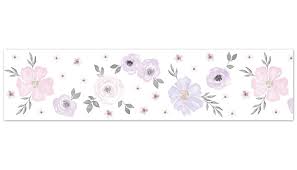 Water color and transparent png images free download. Sweet Jojo Designs Lavender And Grey Watercolor Floral Collection 15 L X 6 W Wallpaper Border Wayfair