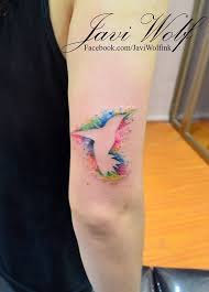 Watercolor Hummingbird Tattooed By Javi Wolf Intriging Idea Negative Space Tatto Bird Silhouette Tattoos Silhouette Tattoos Hummingbird Tattoo