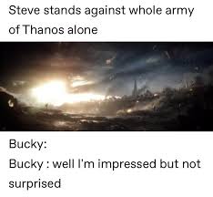 Bucky Barnes Captain America Cap Steve Rogers Avengers Endgame Superheroes Movies Meme Fandom Geek Nerd Thanos Geek Bucky Marvel Funny Avengers