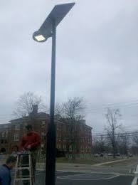 Off The Grid Led And Solar Lighting Application All The 45ahr Batteries Are In The Pole 8 Helping To Power This 100 Parking Lot Lighting Solar Lights Solar