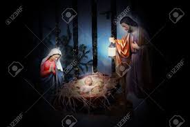 Nativity Scene With Joseph Mary And The Baby Jesus In A Manger Stock Photo Picture And Royalty Free Image Image 17594119