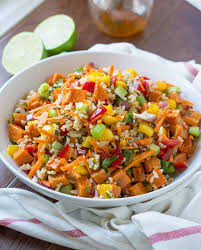 Southwestern Wild Rice And Sweet Potato Salad Recipe Salad With Sweet Potato Vegan Sweet Potato Wild Rice Salad
