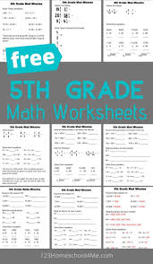 This is a comprehensive collection of free printable math worksheets for third grade, organized by topics such as addition, subtraction, mental math, regrouping, place value, multiplication, division, clock, money, measuring, and geometry. Free 5th Grade Math Worksheets