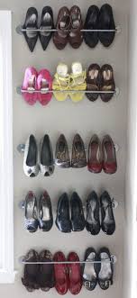 Cheap And Easy Shoe Storage With Ikea Bygel Rail 2 99 Ea Diy Shoe Storage Easy Shoe Storage Shoe Storage Hacks