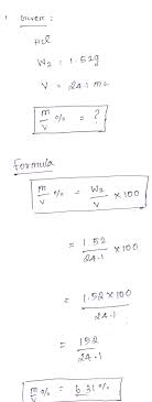 Mass By Volume Percentage Solutions Math Concentration