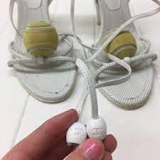 Chanel cc sports tennis ball key chain ring white black rare. Chanel Shoes Authentic Rare Chanel Tennis Ball Heels Poshmark