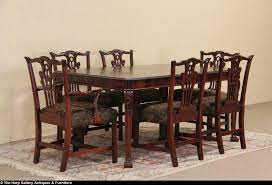 Walnut burl deco dining suite c. Georgian Traditional 1940 Vintage Dining Set Table 2 Leaves 6 Chairs Vintage Dining Set Dining Dining Set