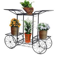 Etagere De Pots De Fleurs Plantes Chariot Avec 6 Corbeilles En Metal Fer Forge Pour Decoration Maison Balco Pot De Fleurs Decoration Jardin Support Pour Plante