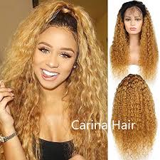 Transform your look with gorgeous human hair wigs. Amazon Com Krn Full Lace Human Hair Wigs Kinky Curly Wigs Ombre Blonde Color 27 Glueless Lace Front Hair For Black Women With Baby Hair By Carina Hair 16inch 150 Density Lace Fornt