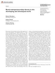 Pdf Rural Entrepreneurship Theory In The Developing And Developed World