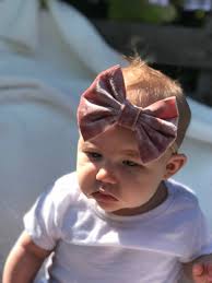 Pink Velvet Baby Bow Headband, Baby Shower Gift, Velvet Bow