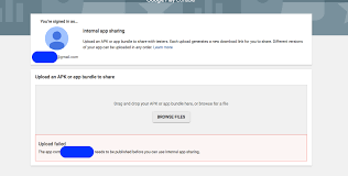 You can share applications in google play store by paying google 25$ as a life time amount to put unlimited number of apps in the google play store. Failed To Publish Bundle On Internal App Sharing In Google Play Console Stack Overflow