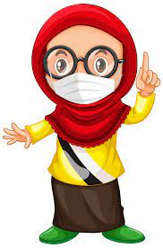 Di kantor pun pakai masker, kita jangan sampai di tempat umum pakai masker, sampai kantor lepas masker. Free Vector Muslim Girl Glasses Wearing Mask