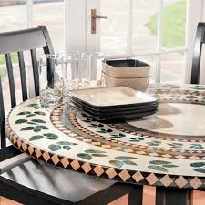Mosaic Tile Elastic Fitted Vinyl Outdoor 48 Round Patio Table Cover Tablecloth In Home Garden Yard G Vinyl Table Covers Mosaic Table Top Round Patio Table