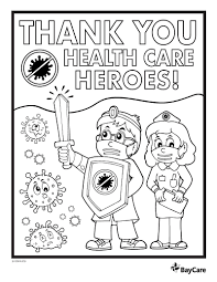 Print the pages which are in black and white to save on printer ink costs. Health Care Heroes Coloring Page
