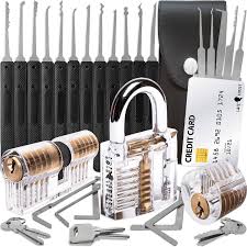 Guides 7 In 1 Lock Picking Set With Transparent 2 In 1 Training Lock Bonus E G 2in1 7in1 Bonus Guides Lock Pick Lock Pick Set Lock Picking Tools Lock