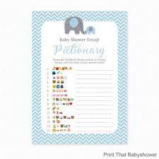 A little peanut is the on the way! Baby Shower Game Blue Baby Shower Emoji Pictionary Blue Elephant Baby Shower Printable Baby Shower Emoji Game Blue Elephant By Print That Baby Shower Catch My Party