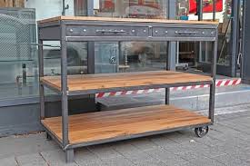 Kuche Arbeitstisch Industriedesign Unterschrank Regal Stahl Eiche Kitchen Work Tables Rustic Industrial Work Table