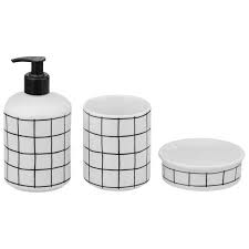 Dia Perfumado Kit Para Bancada 3pcs Perfume Banheiro Preto E Branco Banheiro Minimalista