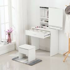 The Stool With Quality Sponge Cushion Stool Provides You Comfortable Feelings Leat Dressing Table With Stool Dressing Table With Drawers Simple Dressing Table