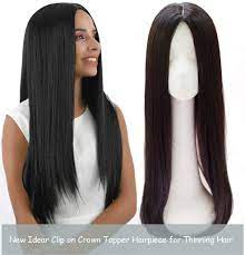 Whimsical w long straight black wigs for women black blonde natural middle part heat resistant hair synthetic wig. Middle Part Straight Hair Topper With Clips For Women With Thinning Hair 26 Long Hairpiece Thick Style