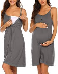 Ekouaer Sleepwear Women Maternity Nursing Gowns For Hospital Breastfeeding Nightgown Grey At Amaz In 2020 Womens Maternity Dresses Maternity Sleepwear Womens Maternity