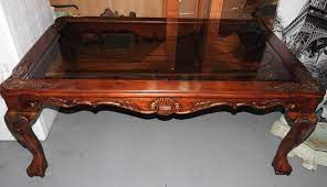 Vintage 1940 s mahogany duncan phyfe dining drop leaf table w 3 skirted leaves. Sold Price A Smoked And Etched Glass Top Coffee Table Invalid Date Aest