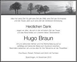 Traueranzeigen von Hugo Braun