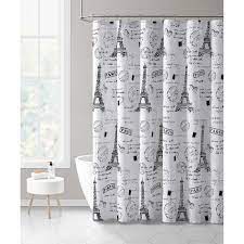 Paris Night White Black 13 Piece Shower Curtain Set At Home
