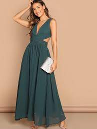 Shein Open Back Ruched Top Flowy Prom Dress Flowy Prom Dresses Maxi Dress Party Summer Dresses For Women