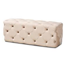 Our eliane bench is a direct descendant of louis xvi's classic furniture sit back, relax, after a long day and put your feet up on this elegantly tufted bench. Jasmine Velvet Upholstered Button Tufted Bench Ottoman Beige Baxton Studio Target