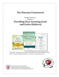 The Marzano Framework Providing Clear Learning Goals And Scales