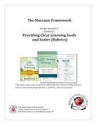 the marzano framework providing clear learning goals and scales