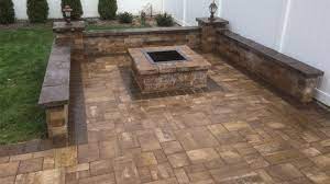Large square slabs can look gorgeous spaced out on a grassy lawn. Olde English Square Fire Pit Kit By Cambridge Pavers Home Mason Supply
