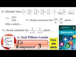 Uji Kompetensi 3 A Pilihan Ganda Kelas 7 Smp Mts Aljabar Mtk Paket Bse Halaman 240 Youtube