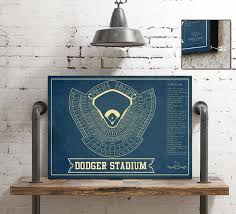 La Dodgers Stadium Seating Chart Vintage Baseball Fan Print