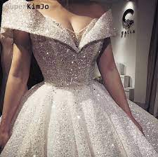 Luxury Wedding Dress Ball Gown 2020 Sparkle Sequin Off The Shoulder Bling Bling Wedding Gowns Vestido De Novia Sparkle Wedding Dress Making A Wedding Dress Ball Gowns Wedding