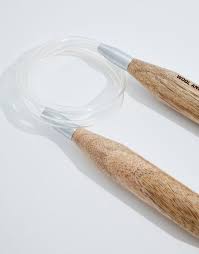 Circular knitting needles with long length cords inbetween the needles are also good for knitting large blankets and afghans because the stitches can stay on the cord in between the needles. 25mm Circular Needles Mango Wood Wool And The Gang