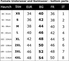 femi female size chart