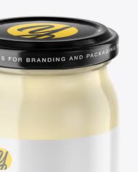 Download Clear Glass Mayonnaise Sauce Jar Mockup In Jar Mockups On Yellow Images Object Mockups PSD Mockup Templates