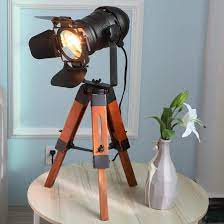 sell contemporary industrial tripod floor table lamp vintage wood cinema searchlight standing lighting fixtures nautical spotlight decorations for li tasarim