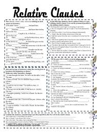 Relative Clauses Relative Clauses Relative Pronouns English Grammar Worksheets