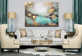 For a living room with big windows, glass walls, and. Awake My Soul Teal Gold White Brown Abstract Painting Etsy