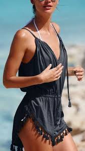 Black Bathing Suit Cover Ups 10 Outfit Essentials You Need For Spring Break Trendy Swimwear Fringe Romper Fashion