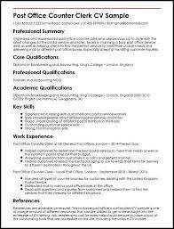 As you can see in the office assistant cv example, you want to try to present your skill set in a way that matches those of position you seek. Post Office Counter Clerk Cv Example Myperfectcv