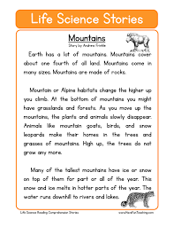 Maybe you would like to learn more about one of these? Mountains Life Science Reading Comprehension Worksheet Have Fun Teaching