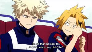 He marches right up to her and puts his hands on her shoulder. Katsuki Bakugou Gifs Wifflegif