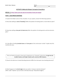 Phet molecular polarity simulation worksheet follow the procedures outlined on the directions sheet. Https Www Wlwv K12 Or Us Cms Lib Or01001812 Centricity Domain 1338 Activity 20 20molecule 20shapes 20computer 20sim Phet Nm 2018 Pdf