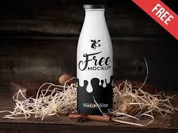 Free Milk Bottle Mockup Psd Dairy Products Packaging Design Bottle Mockup Milk Bottle